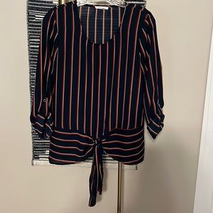 Maurice’s striped blouse with tie front